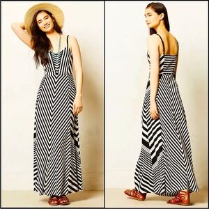 Anthro Lilka Black and White Striped Maxi Dress medium
